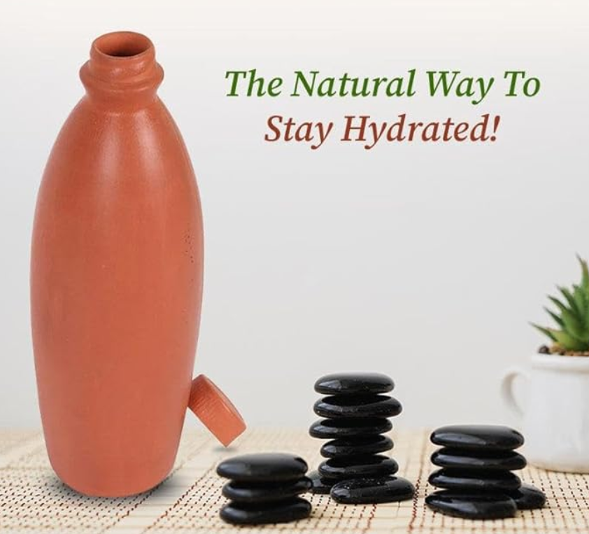 Eco-Friendly Organic Clay Water Bottle – Self-Cooling, Leak-Proof, and Naturally Refreshing